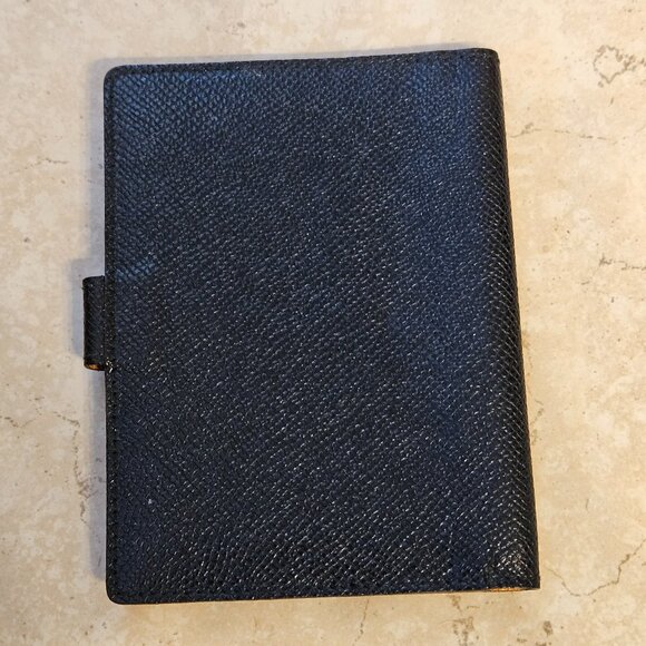 VINTAGE SAKS 5th AVENUE BLACK ITALIAN LEATHER NOTEBOOK NOTEPAD HOLDER BOOKLET - Picture 2 of 7